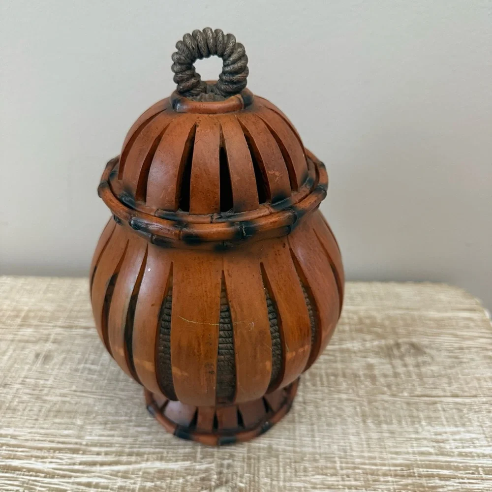 Brown Lantern Shaped Jar with Lid, UGC